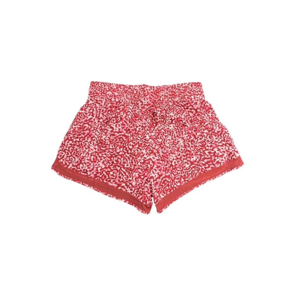 Athleta Mesh Racer Run High Rise 3" Short Size L Red Print Running Shorts